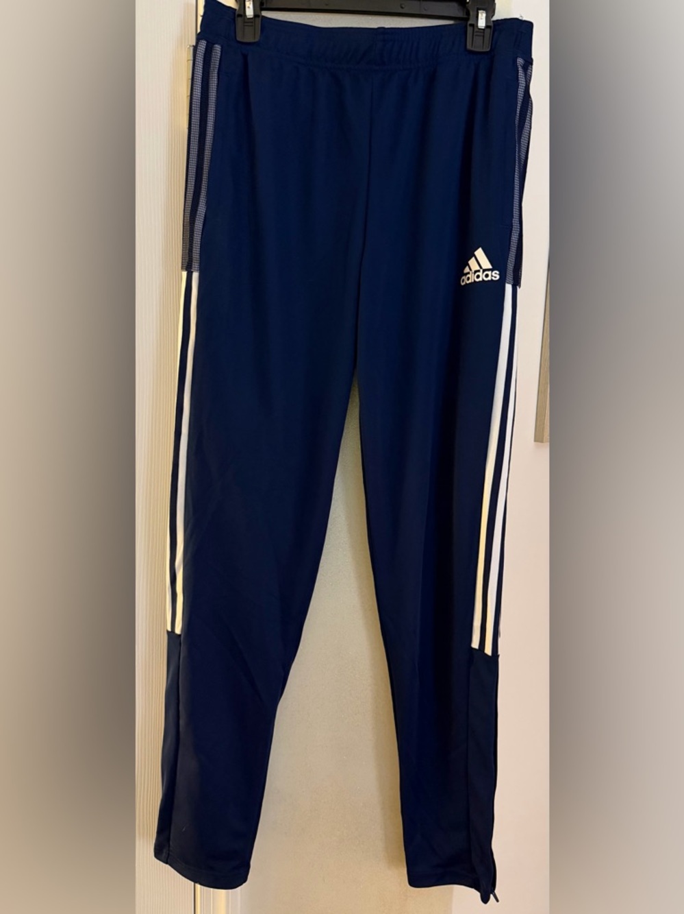 adidas Navy Track Pants with White Stripes - Picture 2 of 5